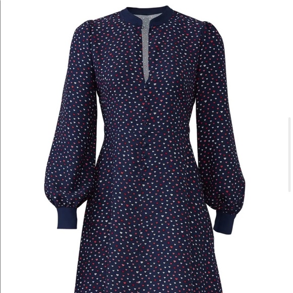 SOLD Kate Spade Navy Long Sleeve Lip Pattern Dress - Picture 2 of 11